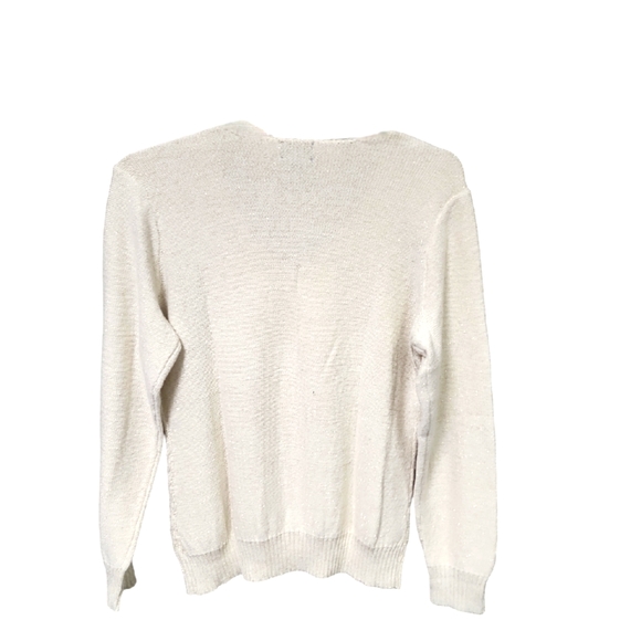 Chaps Beige Cable Knit Sweater with Glitter Size XL - Picture 2 of 9